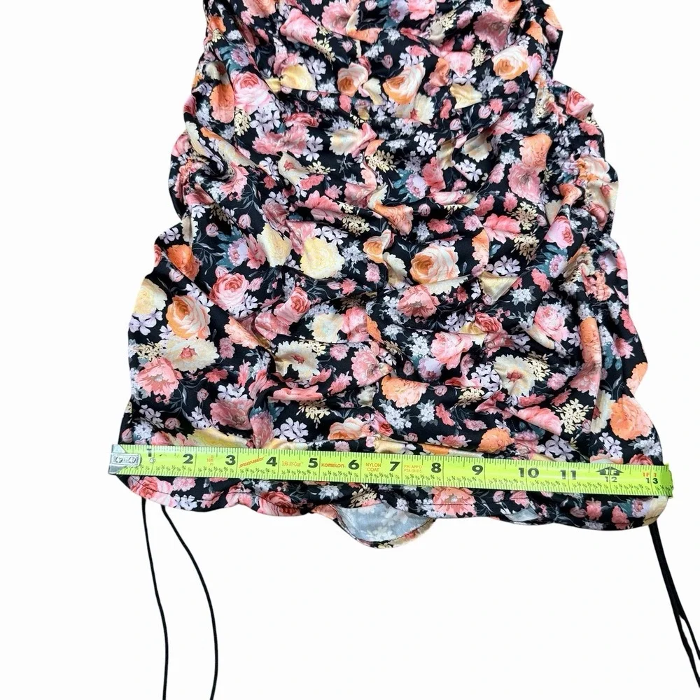 For Love & Lemons Floral Bustier Mini Dress Ruched Drawstring Women's M - Picture 11 of 11